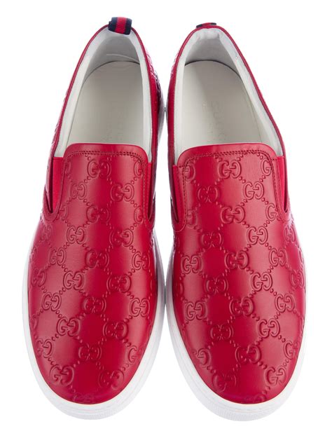 gucci signature slip-on sneaker red|gucci slip on sneakers men.